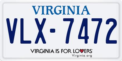 VA license plate VLX7472