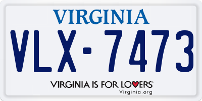 VA license plate VLX7473