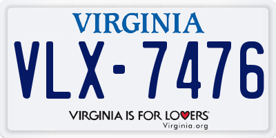 VA license plate VLX7476