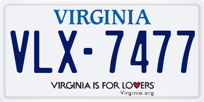 VA license plate VLX7477