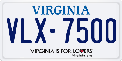 VA license plate VLX7500