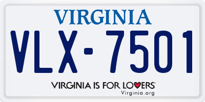 VA license plate VLX7501