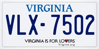 VA license plate VLX7502