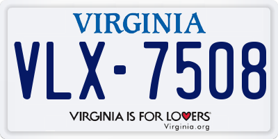 VA license plate VLX7508