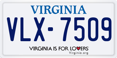 VA license plate VLX7509
