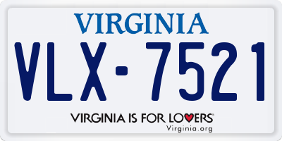 VA license plate VLX7521