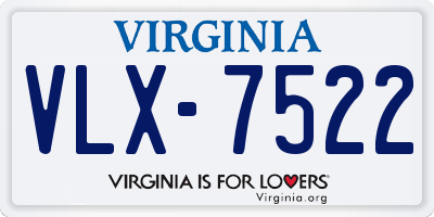 VA license plate VLX7522