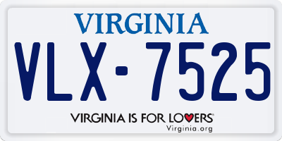 VA license plate VLX7525
