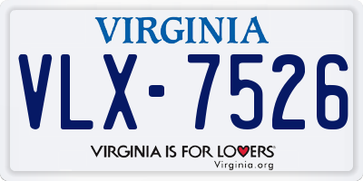 VA license plate VLX7526