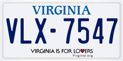 VA license plate VLX7547