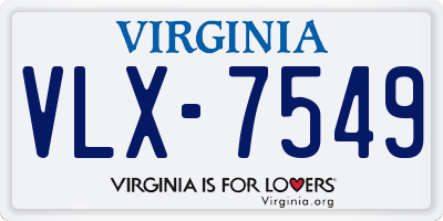 VA license plate VLX7549