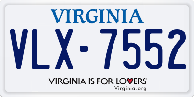 VA license plate VLX7552