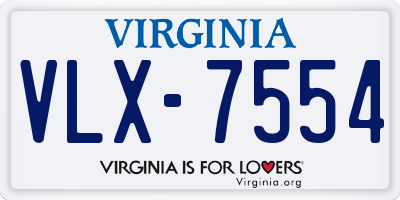 VA license plate VLX7554
