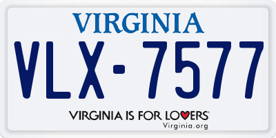 VA license plate VLX7577