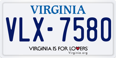 VA license plate VLX7580