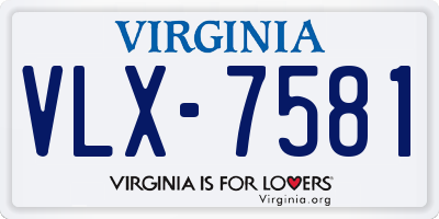 VA license plate VLX7581