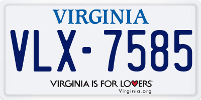 VA license plate VLX7585