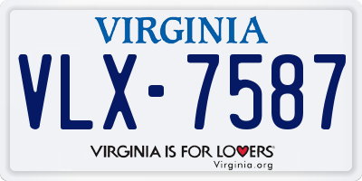 VA license plate VLX7587