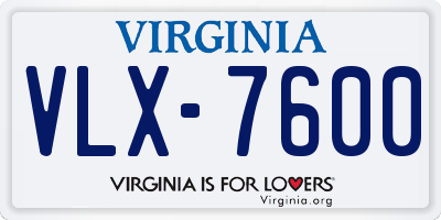 VA license plate VLX7600