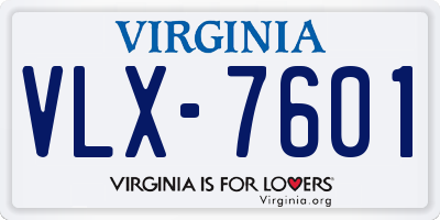 VA license plate VLX7601