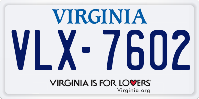 VA license plate VLX7602