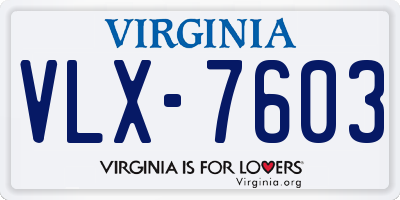 VA license plate VLX7603