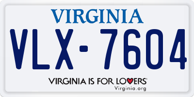 VA license plate VLX7604