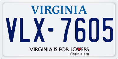 VA license plate VLX7605