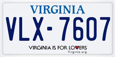 VA license plate VLX7607