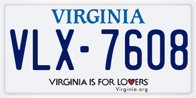 VA license plate VLX7608