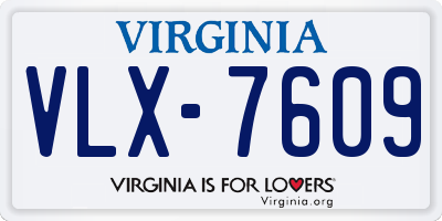 VA license plate VLX7609