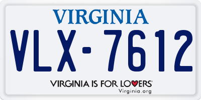 VA license plate VLX7612