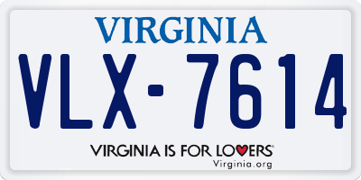 VA license plate VLX7614