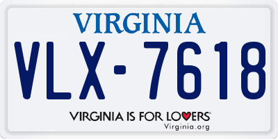 VA license plate VLX7618