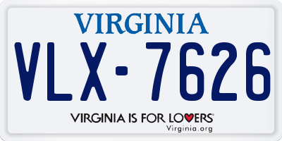 VA license plate VLX7626