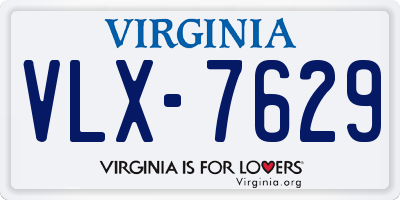 VA license plate VLX7629