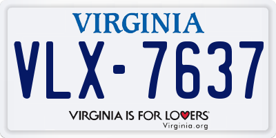 VA license plate VLX7637