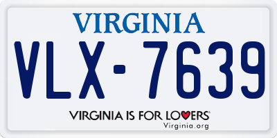 VA license plate VLX7639