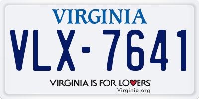 VA license plate VLX7641