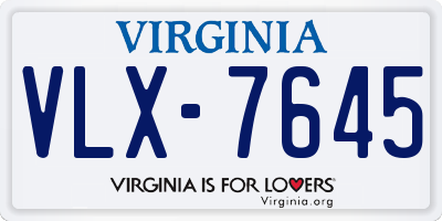 VA license plate VLX7645