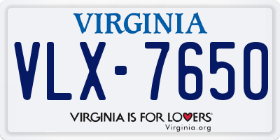 VA license plate VLX7650