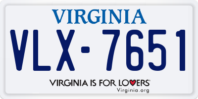 VA license plate VLX7651