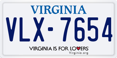 VA license plate VLX7654