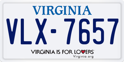 VA license plate VLX7657