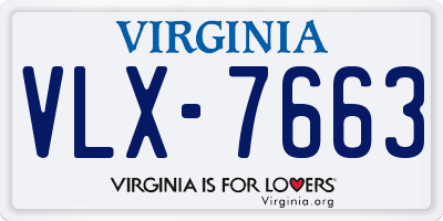 VA license plate VLX7663