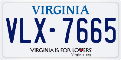 VA license plate VLX7665