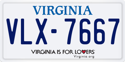 VA license plate VLX7667