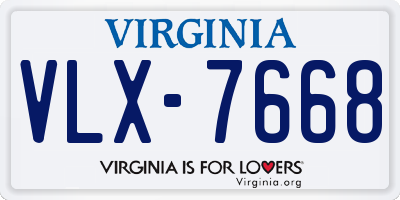 VA license plate VLX7668