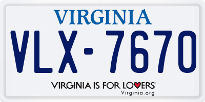 VA license plate VLX7670