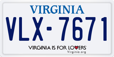 VA license plate VLX7671